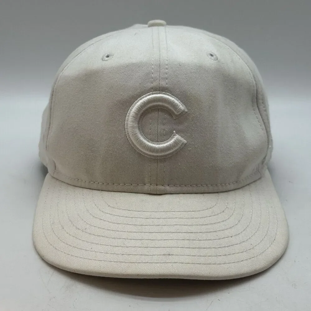 Chicago Cubs MLB Baseball Cap Fitted 7.25 White on White New Era 59Fifty Hat GM
